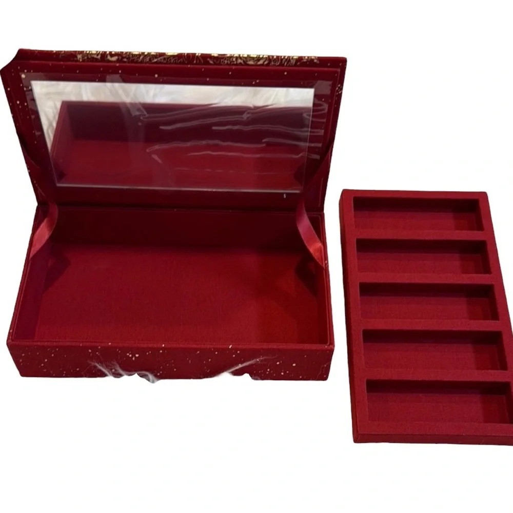 New Dior Red and Gold VIP Hard Jewelry Case w/ Removable Lipstock Tray